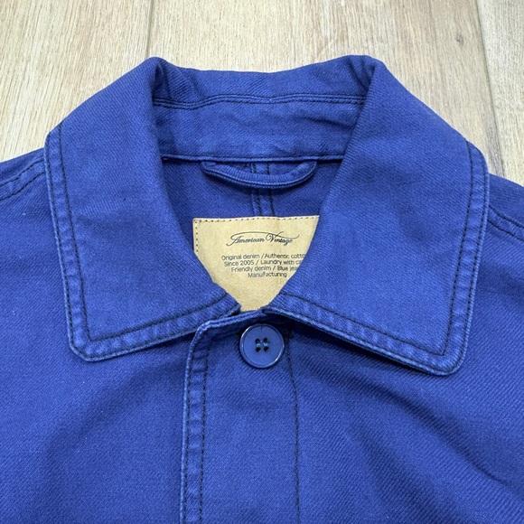 🌟AMERICAN VINTAGE🌟 WOMENS COTTON CHORE WORK JACKET BLUE XS - Picture 2 of 8